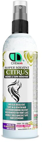 Citrus Super Solvent Bond & Tape Remover, Hair Extensions Remover Easy to Use Adhesive Tape Remover Wig Glue Dissolvent Gentle on skin best multipurpose remover Alcohol free (250ml Spray)