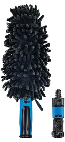 Unger 7” Hydropower Wheel & Detail Brush with Adjustable On/Off Water Control Valve for Car and Auto Cleaning, Non-Scratch Microfiber Sleeve, Machine Washable, Flexible for Rims, Tires, and Wheels