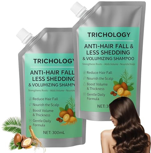 Champú Trichology Anticaída y Volumizador – Fortalece las Raíces, Reduce la Rotura, Aporta Grosor y Brillo para Hombres y Mujeres (300 ml) (2Pcs)