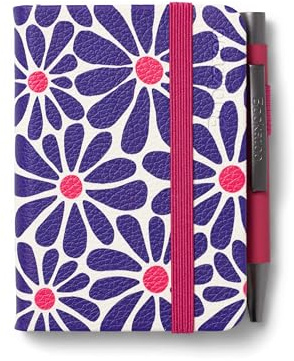 IF Bookaroo Carnet de notes A7 de poche et sac à main avec stylo à bille noir, 192 pages – Rose et violet – Marguerite