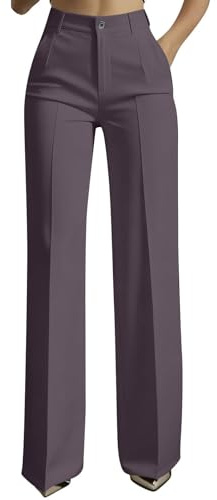 FlutVolt Pantalones de traje de cintura alta para mujer, pierna ancha, ligeros, cómodos, informales, palazzo, elegantes pantalones Marlene, pantalones de negocios, pantalones de negocios para mujer