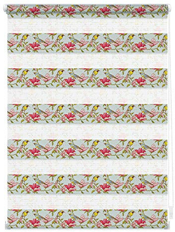 Lichtblick Doppelrollo Klemmfix ohne Bohren mit Motiv, Birds - Grün Pink, Blickdicht, Made in Germany, Klemmträger 45 cm x 150 cm (B x L)