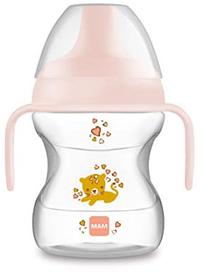 MAM Learn To Drink Cup mit abnehmbaren Griffen und Ausgießer, 6+ Monate, 190 ml, Rosa