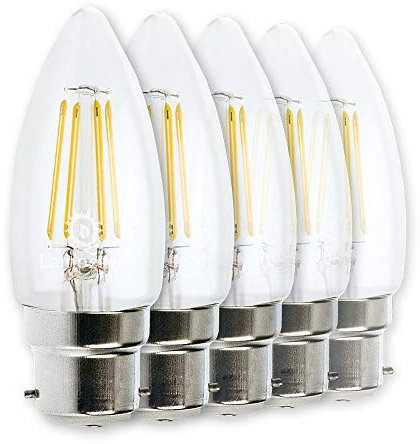 LampesEcoEnergie Lot de 5 Ampoules Led Flamme Filament 4 watt (éq. 42 Watt) Culot B22 à baïonnette