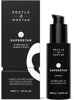 Pestle & Mortar Superstar 2% Retinoid Night Oil, Overnight Face Serum, Anti Ageing and Reduces Wrinkles with Vitamin E, Vitamin C and organic oil, 30ml
