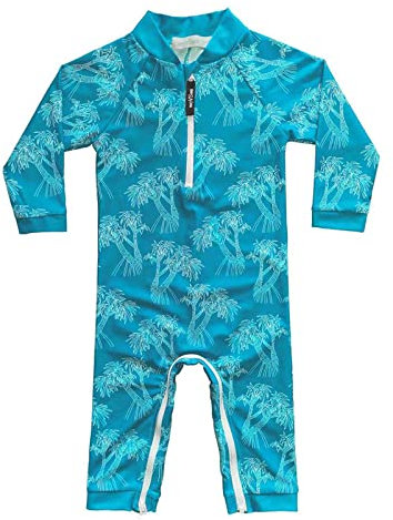 weVSwe Traje De Baño con Protección Solar para Bebés Y Niños Pequeños con Cremallera En La Entrepierna, Traje De Baño Azul Pavo Real para 0-6 Meses