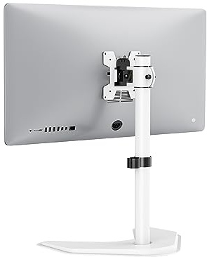 WALI Single Monitor Stand for 13 to 32 Inch Screen, Free Standing Desk Stands with VESA 75 to 100, Universal Monitor Stand for hp acer lg Monitors, Holds up to 10 kg (MF001-W), White