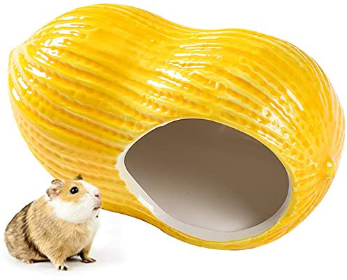 Guador Kleintierversteck Hamster Haus Hamster Höhle Hamsterversteck Erdnuss-Form Mini Hütte Hamster Keramik Hamster Hideout Keramik Hamster Versteck Nest Mäuse Ratten Kleine Tiere