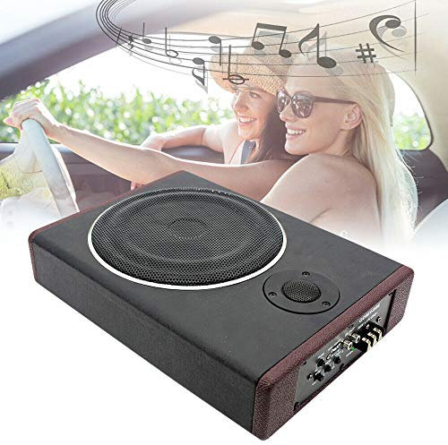 SHZICMY Bil subwoofer aktiv undersits subwoofer med förstärkare 600 W bil aktiv woofer bas med smalt metallhölje, svart 34 x 26 cm