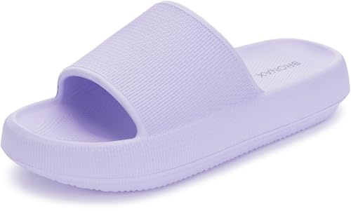 BRONAX Pillow Slippers for Women and Men | House Slides Shower Sandals | Cushioned Thick Sole 39-40 Light Purple