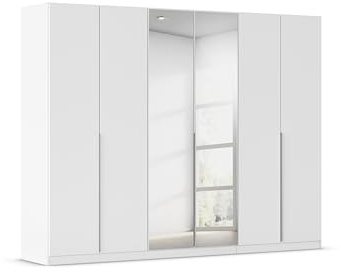 Rauch Möbel Alabama, Kleiderschrank für Schlafzimmer, Kinderzimmer, Wohnzimmer, Garderobe, Flur, 6-türig, Spiegel, mit Zubehörpaket Superior, Farbe Weiß, Breite 271 cm