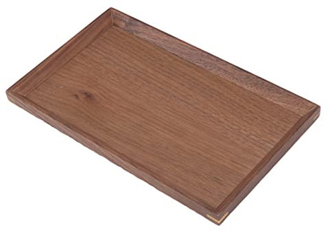 Holz Tablett, Braun 25cm x 15cm Rechteckig Serviertablett Quadratisch Natürliche Holz Obst Tee Kaffee Deko Teller Frühstück Kaffee Cup Teetablett für Restaurant, Zuhause, Bar, Café