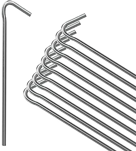 ANSIO® Tent Pegs Pack of 10 Galvanised Metal Pegs 4mm x 9 inch, Heavy Duty Camping Ground Pegs, Ideal for Camping,Hiking,Traveling,Beach and Outdoor