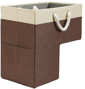 Baoblaze Treppen Organizer Korb, Treppenkorb mit Griff, Faltbarer L-förmiger Aufbewahrungskor, Modern Stair Basket, Stair Case Baskets, Treppenhaus Organizer für Wäsche, Spielzeug, Wohnkultur, BRAUN