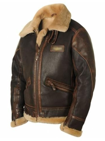Yahbrra Veste D'hiver Volante pour Hommes Veste en Cuir de Mouton Retourné Bombardier Remplissage Chaud Motard Manteau de Fourrure de Moto Veste en Cuir pour Hommes Doublure D'hiver Chaude