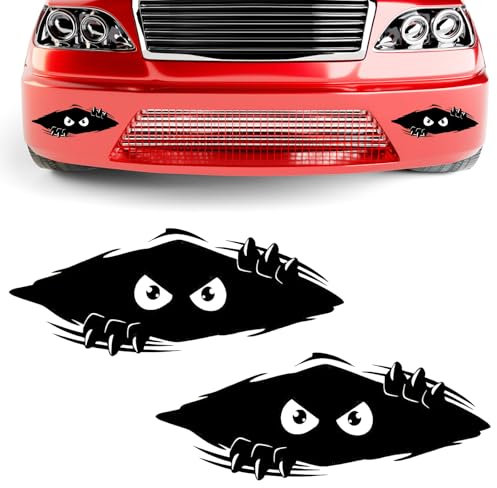 TNSLAND 2 Stück Monster Aufkleber, Ausgefallen Autoaufkleber Lustig, 3D Peeking Monster Cartoon Auto Aufkleber, Schwarz Wasserdicht Auto Sticker für Autofenster Stoßstange Laptop Motorrad (28cmx11cm)