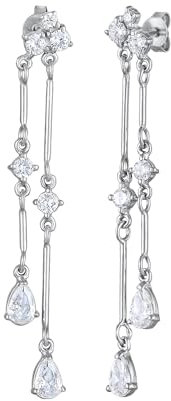 Elli Ohrringe Elli PREMIUM Ohrstecker Damen Tropfen Topas Diamantschliff Weiß 925 Sterling Silber Festlicher Abend