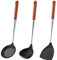 FJNATINH Pfannenwender Silikon Set für die Küche, Silikon Heat Resistant Spatulas Kochlöffel und Schaumlöffel for Nonstick,rostfreier Stahl und Holzgriff in einem!,3 Stück
