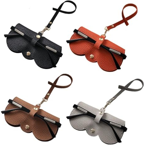 Sac De Rangement De Lunettes Simples 4 Pièces, Sac De Lunettes En Cuir Pu, Sac De Protection De Lunettes, Sac De Lunettes À Lanière, Sac De Lunettes Portable