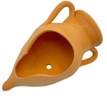 Generico Ánfora decorativa de terracota en punta, diseño tradicional, color naranja