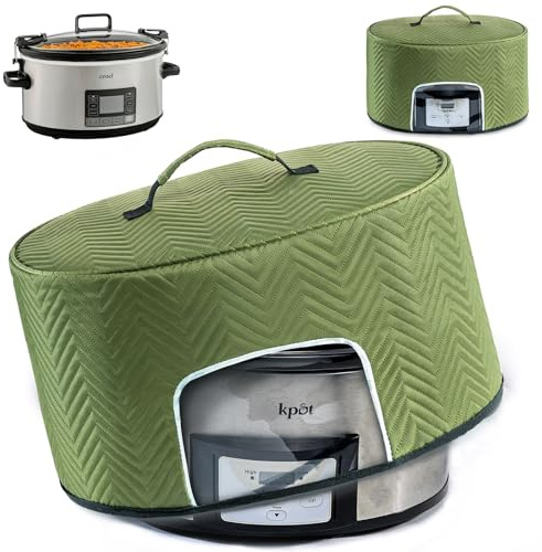 BAGSPRITE Slow Cooker Cover with Aluminum Foil Lining for Crock-Pot & Hamilton Beach 6, 7, 8 Quart Oval Slow Cookers – Appliance Dust Cover with See-Through Window