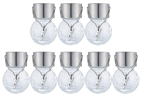Healifty 8 piezas Lámpara Solar Diseño de Bola Craquelada para Jardín Patio y Iluminación Decorativa y Elegante