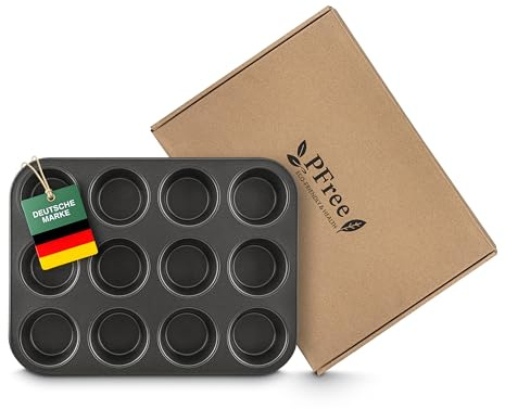 PFree Muffintray ohne Ewigkeitschemikalien, PFAS freie Muffin Backform für 12 Muffins ohne Weichmacher, Antihaftbeschichtetes Muffinblech, Cupcake Backblech, Muffinform zum Backen mit Kindern