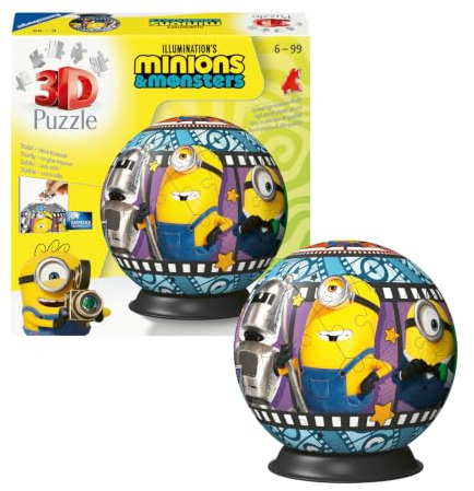Ravensburger Minions & Monsters Puzzle Ball – 72 Pieces, 3D Puzzle Toy for Kids & Adults, Fun Interactive Brain Teaser