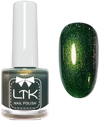 Emerald Green Glitter Nail Polish, Nail Varnish Quick Dry - Long Lasting Non Toxic Green Nail Polish Chip Resistant - No UV Lamp Needed Sparkly Nail Varnish Shimmer For Manicure DIY