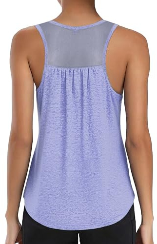 Wayleb Canotta Donna Sportiva Estiva Traspirante Senza Maniche Top Allenamento Fitness Leggero con Rete Casual Palestra Yoga, Viola S