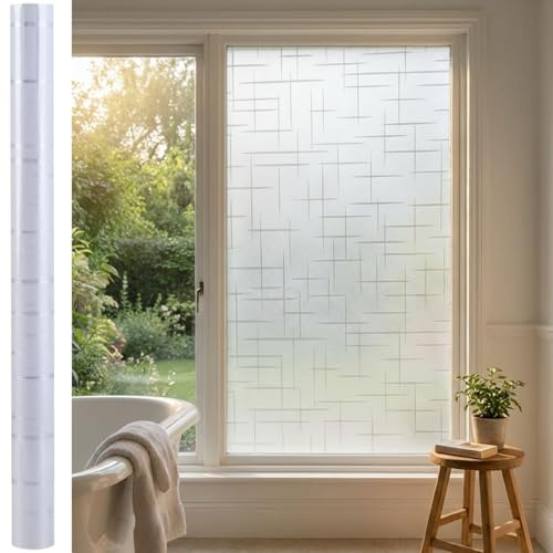 ideoon - Lámina protectora de privacidad 3D con diseño de cruz para ventanas de 45 x 200 cm, adhesivo estático con protección UV, lámina decorativa reutilizable