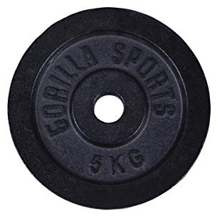 GORILLA SPORTS® Hantelscheiben - Set/Einzeln, 0,5/1,25/2/2,5/5/10/15/20/25/30 kg Gewichte, 30/31 mm, Gusseisen, Silber/Schwarz - Gewichtsscheiben, Bumper Plates