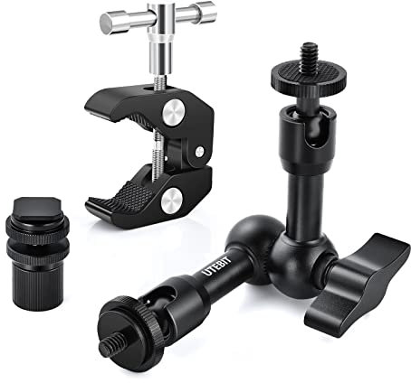 UTEBIT 7-Zoll-Gelenkarm mit großer Super-Krabbenklemme und Hot Shoe Mount 1/4 Magic DSLR Stativ Arme Kit für Fotografie, Video, Kamera Rig, LED-Licht, Blitzlicht, LCD-Monitor