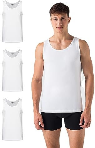 Burnell & Son Camiseta interior para hombre, pack de 3 unidades, camiseta sin mangas, acanalada, extra larga, de algodón, corte ajustado, en blanco y negro