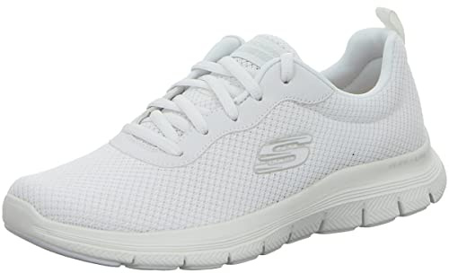 Skechers Women's Flex Appeal 4.0 Brilliant View Sneaker, White Mesh Trim, 5.5 UK