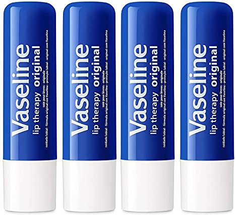 Vaseline Lip Therapy Stick | Original Petroleum Jelly Vaseline Lip Balm for Soft Lips | 4.8g each (4 Pack)