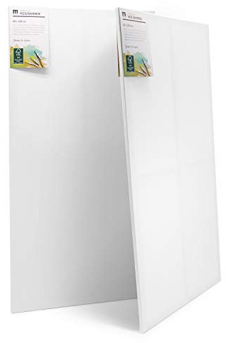 2er-Set Künstler-Leinwand zum Bemalen 60x120cm groß. Die leere, weiße Leinwand aus 100% Baumwolle ist umlaufend gespannt auf FSC® Holz-Keilrahmen mit 17mm Stärke, 280g/m², 2-fach weiß grundiert