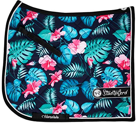 Premium Schabracke Honolulu ✓ Air-Mesh Technologie ✓ Füllung 70% Bambus & 30% Polyester ✓ Anti-Haar Klettverschluss • Schabracke Dressur - Schabracke Pferd - Schabracke Set - Schabracke blau