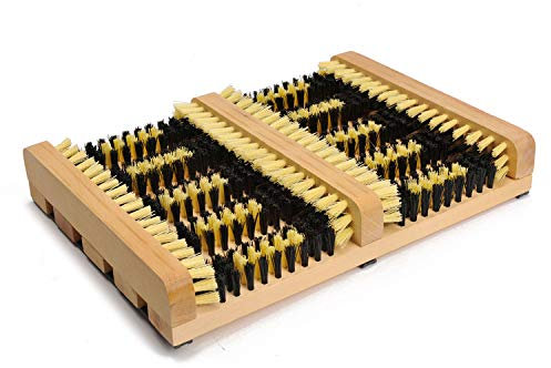 BARGAIN4ALL Raschietto per stivali in legno con spazzola, per pulire scarpe da esterno, giardino, cucina, patio, tappeti, zerbini per rimuovere sporco, neve, fango e sabbia, spazzola extra larga per