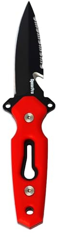 SpearPro Ranger Dagger Knife - Teflon Coated Stainless Steel 3.5 - Mount on Weight belt or Leg - Spearfishing, Hunting, Scuba Diving, Snorkeling, Hunting, Camping, Kitchen Knife (Red)