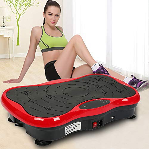 Plataforma Vibratoria | Plataformas Vibratorias de Fitness | Placas de Vibración con Altavoces Bluetooth + Control Remoto + 2 Cinturones de Resistencia (Negro y Rojo)