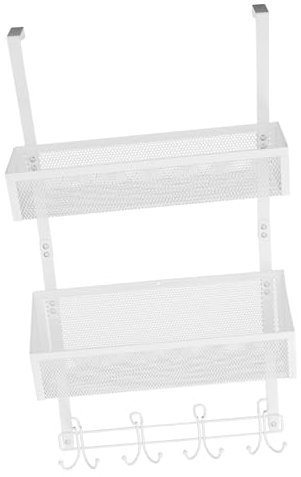 Healeved Tür hinter dem hängenden Korb Türhänger, Handtuchhalter, Türorganisator, Regal Hintertür-Organizer Kleiderbügel Lagerregale über Türregalen Organizer für die Rückseite der Tür Weiß