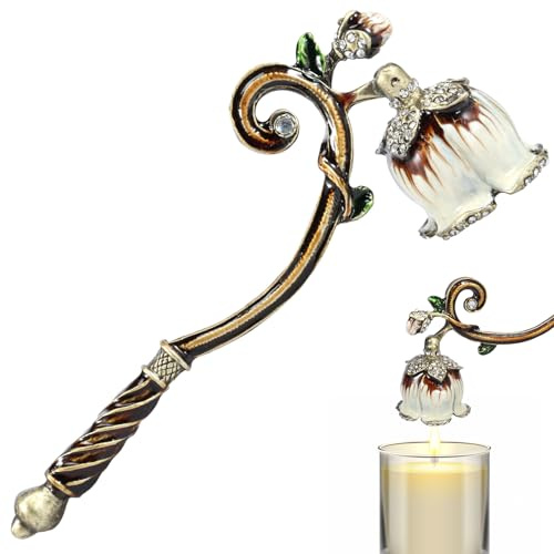 FALESOUL Candle Snuffer, Unique Candle Extinguisher Snuffer, Metal Candle Stopper Vintage Candlesnuffer for Putting Out Candle Flame Safely, Candle Accessories Gift (White)