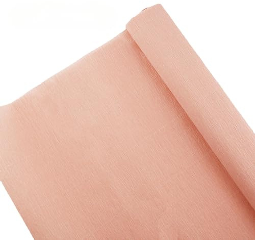 Rollo de papel crepé de alta calidad de 70 g para hacer flores, hojas de papel crepé blanco, verde y rosa, 10 pulgadas de ancho, 8 pies de longitud (champán pálido)