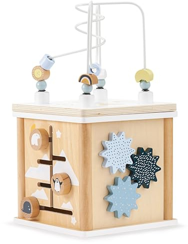 mamabrum Cubo Educativo in Legno - Giochi Educativi per Bambini 12+ Mesi con Dadi e Forme Colorate - Gioco in Legno per Sviluppo Abilità Manuali e Coordinazione - Giocattolo Sensoriale Sicuro