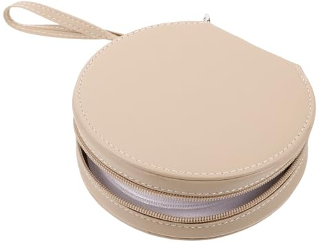 WEKADRIN CD Delgado Discos Beige Capacidad para Coche Estuche 20 de para Compacto Material PU, Diseño y Correa, Adecuado para Viajes y Almacenamiento Organizado