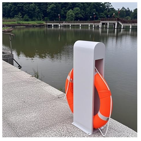 Soporte de boya salvavidas Soporte Para Aro Salvavidas De Muelle De 95 Cm Con Aro Salvavidas De 72 Cm De Diámetro Exterior Y Cuerda De 5 M. Ideal Para Cruceros, Piscinas Y Estanques. Resistente Al Agu