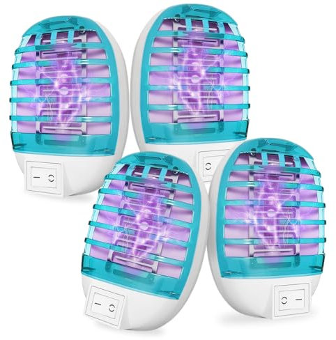 Jonuin 4 Piezas Lámpara Antimosquitos Electrico, Lámpara Antimosquitos Eléctrico con Luz UV, Trampa Electrónica, Mata Mosquitos Moscas Lampara para la Cocina, Dormitorio, Comedor, Jardín