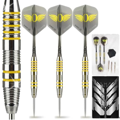 Dlishka professionellt stålspets dart set med integrerade dartpilar och skaft precisionsbalanserade 2BA stålpilar för hemmet klubb och tävling (A)
