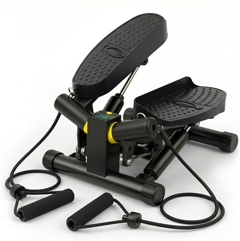 NICEDAY Stepper Twist per Allenamento, Mini Stepper da Casa con Fasce di Resistenza e Monitor LCD, Salvaspazio, Pedali Antiscivolo, Allenamento Total Body